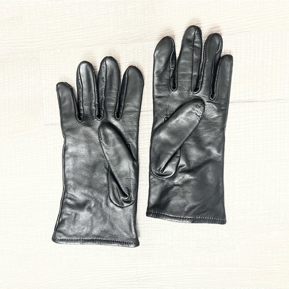 VINTAGE SAMCO Military Leather Wool lined Dress Gloves Size 7 Black - Picture 1 of 5